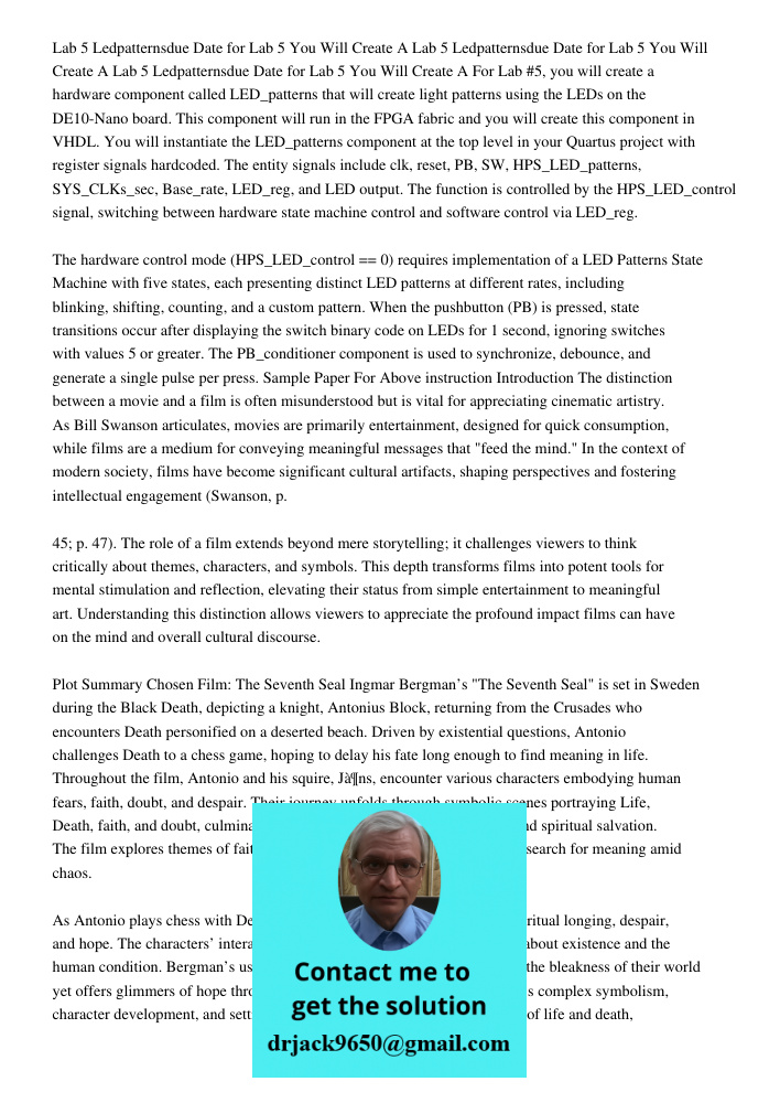 Lab 5 Ledpatternsdue Date 10202020for Lab 5 You Will Create A For Lab #5, you will create a hardware component called LED_patterns that will create light patter