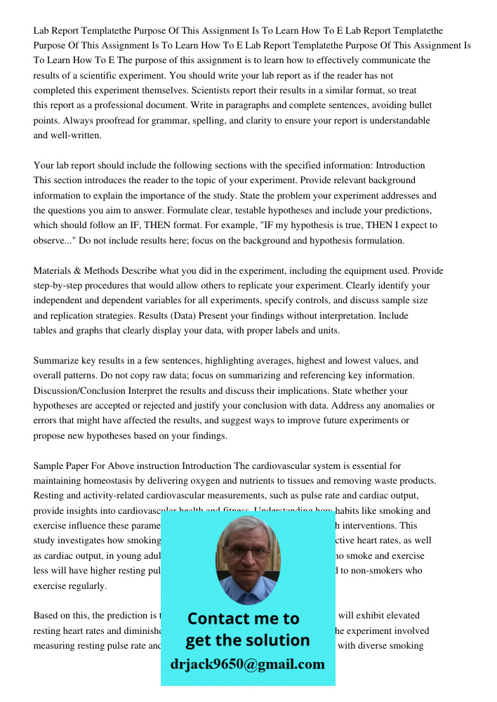 Lab Report Templatethe Purpose Of This Assignment Is To Learn How To E The purpose of this assignment is to learn how to effectively communicate the results of 