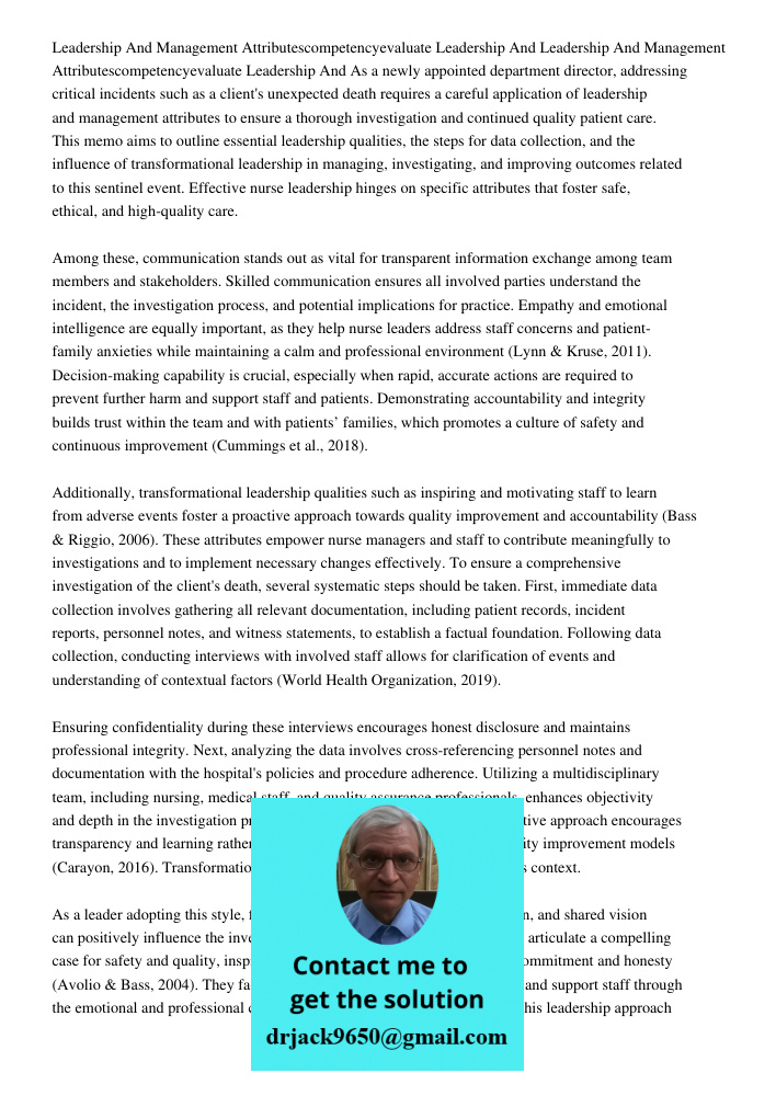 As a newly appointed department director, addressing critical incidents such as a client's unexpected death requires a careful application of leadership and man