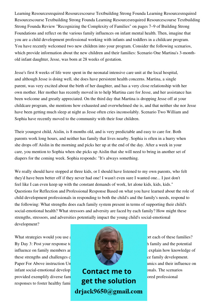 Learning Resourcesrequired Resourcescourse Textbuilding Strong Founda Review "Recognizing the Complexity of Families" on pages 7–9 of Building Strong Foundation