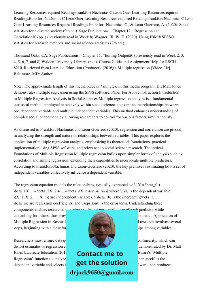 Learning Resources required Readingsfrankfort Nachmias C Leon Guer Learning Resources Required Readings Frankfort-Nachmias, C., & Leon-Guerrero, A. (2020). Soci