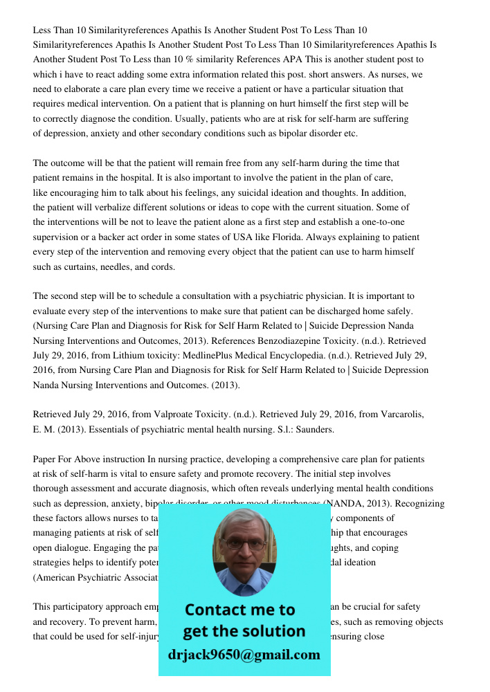 Less Than 10 Similarityreferences Apathis Is Another Student Post To Less than 10 % similarity References APA This is another student post to which i have to re