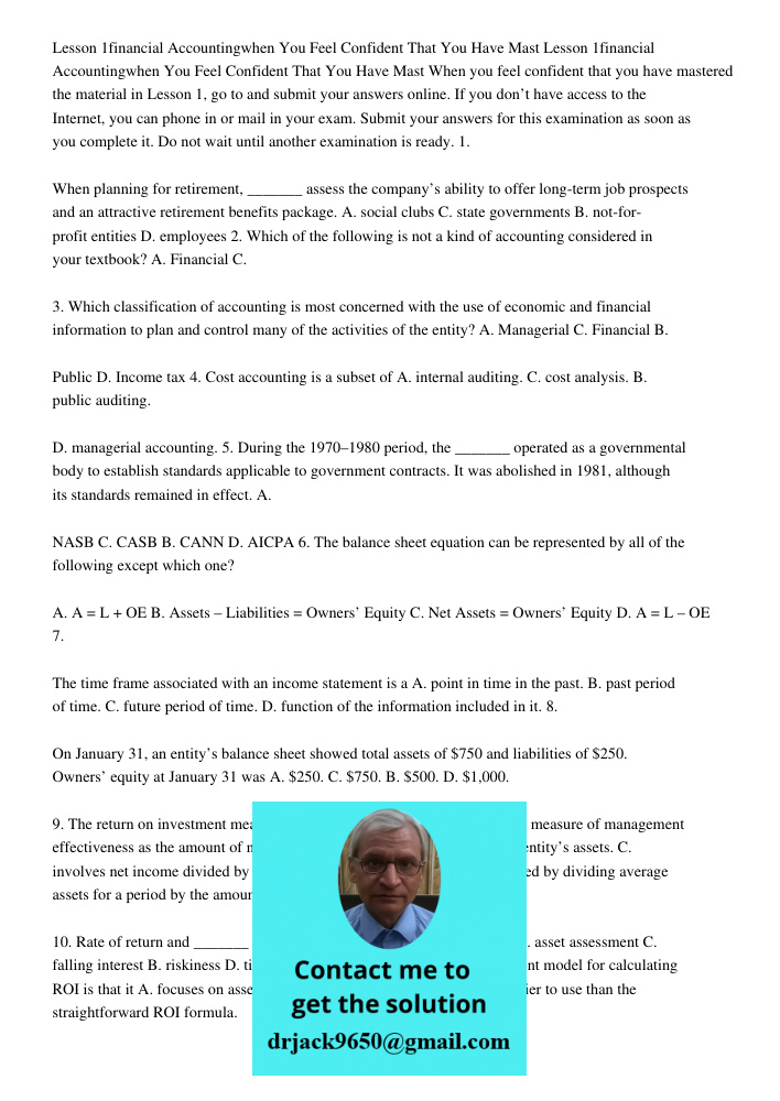 When you feel confident that you have mastered the material in Lesson 1, go to and submit your answers online. If you don’t have access to the Internet, you can
