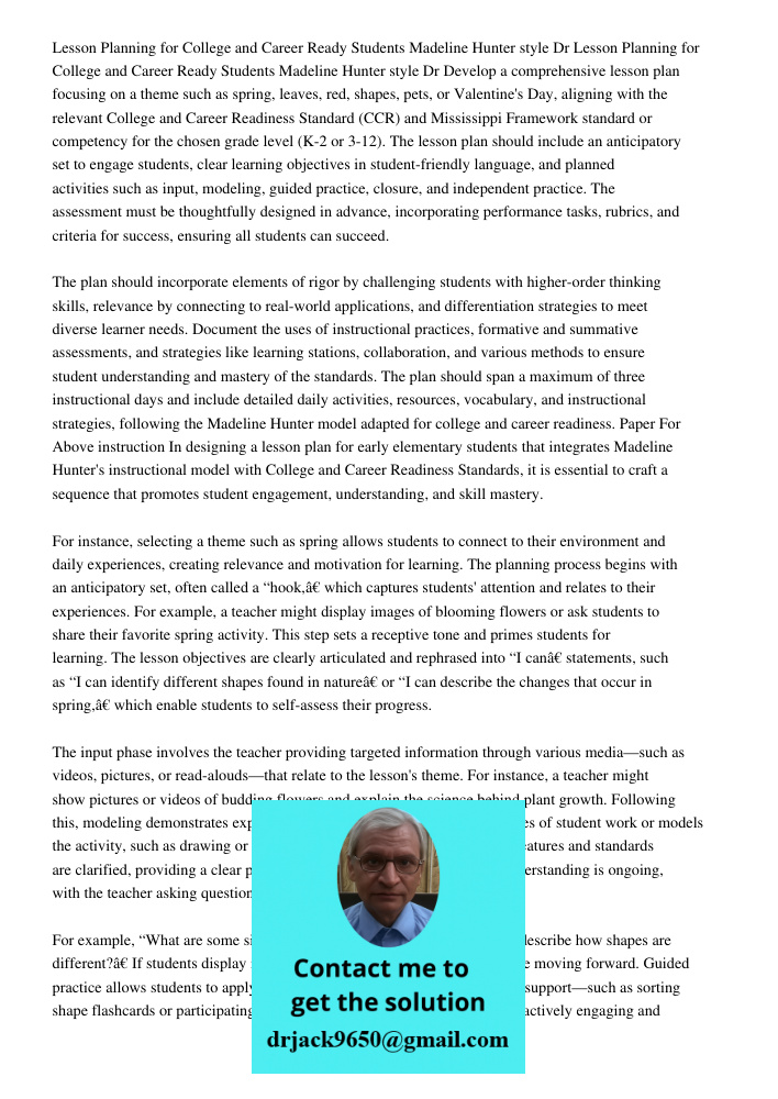 Develop a comprehensive lesson plan focusing on a theme such as spring, leaves, red, shapes, pets, or Valentine's Day, aligning with the relevant College and Ca