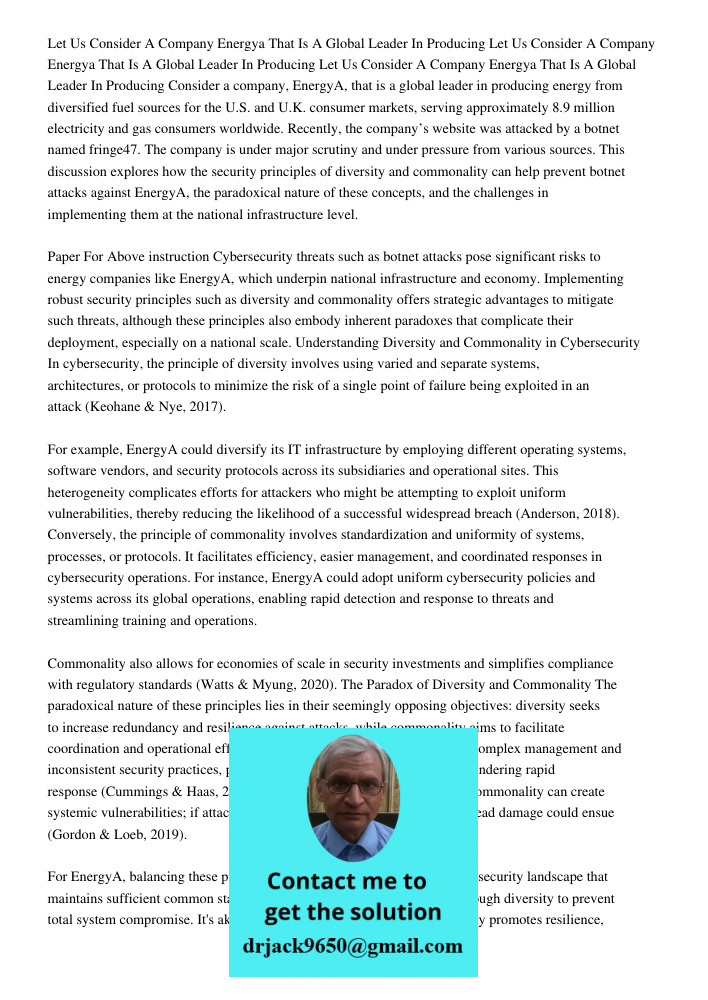 Let Us Consider A Company Energya That Is A Global Leader In Producing Consider a company, EnergyA, that is a global leader in producing energy from diversified