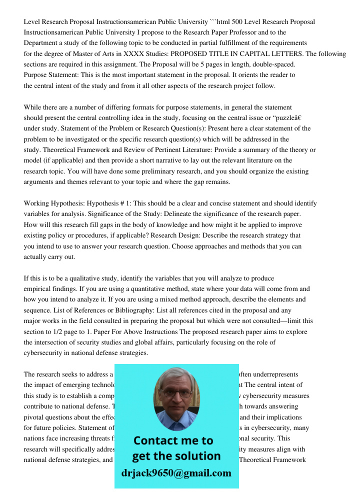 Level Research Proposal Instructions American Public Univers