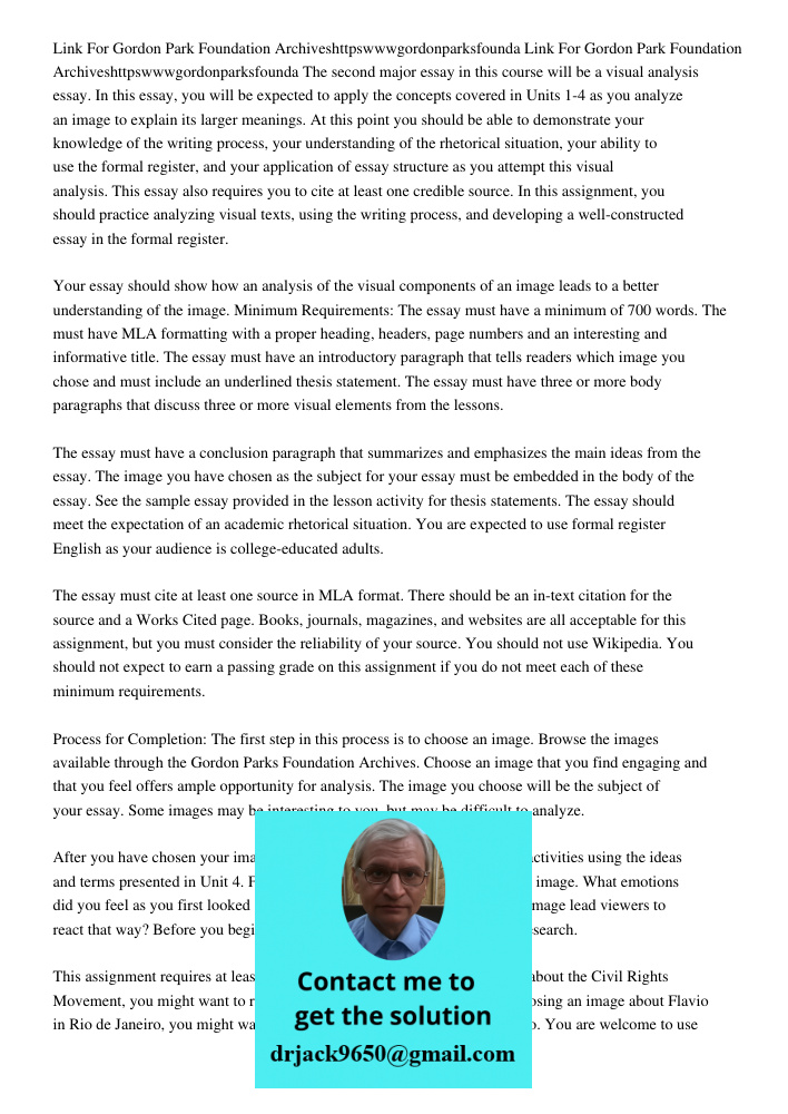 The second major essay in this course will be a visual analysis essay. In this essay, you will be expected to apply the concepts covered in Units 1-4 as you ana