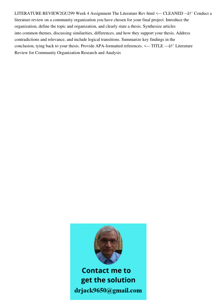 Literature Review 2 GU299 Week 4 Assignment