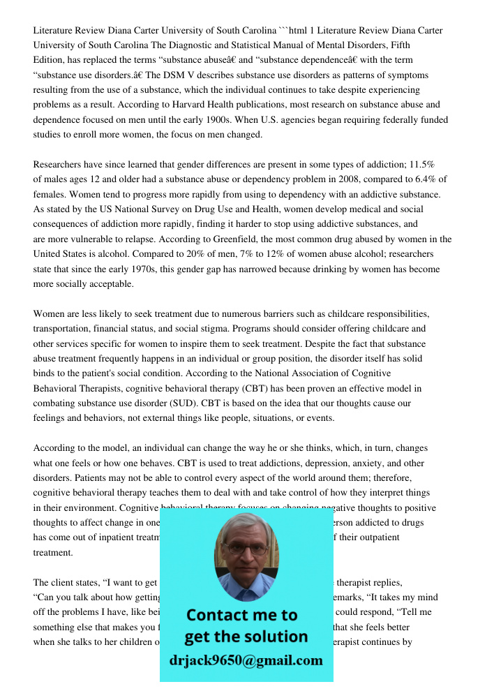 Literature Review Diana Carter University Of South Carolina