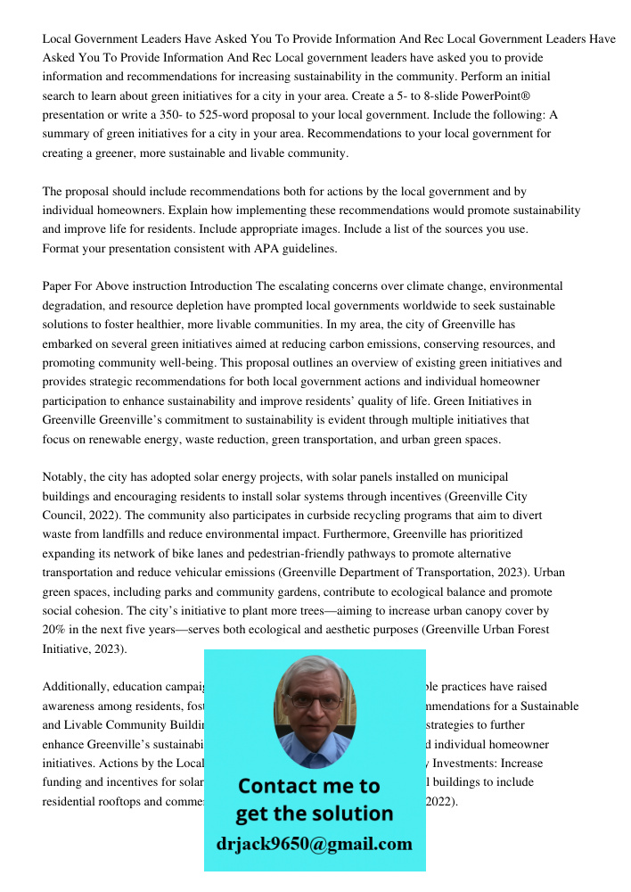 Local government leaders have asked you to provide information and recommendations for increasing sustainability in the community. Perform an initial search to 