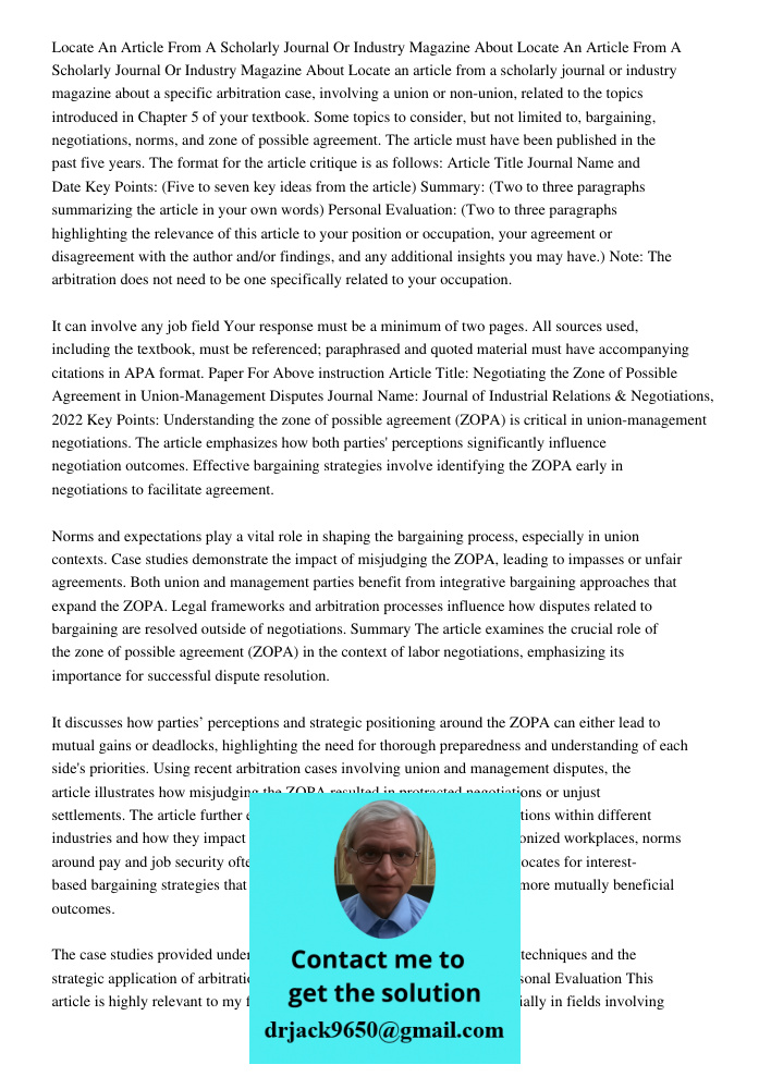 Locate an article from a scholarly journal or industry magazine about a specific arbitration case, involving a union or non-union, related to the topics introdu