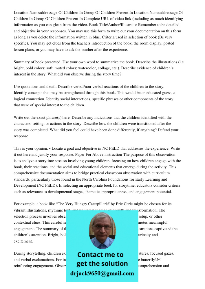 Complete URL of video link (including as much identifying information as you can glean from the video. Book Title/Author/Illustrator Remember to be detailed and