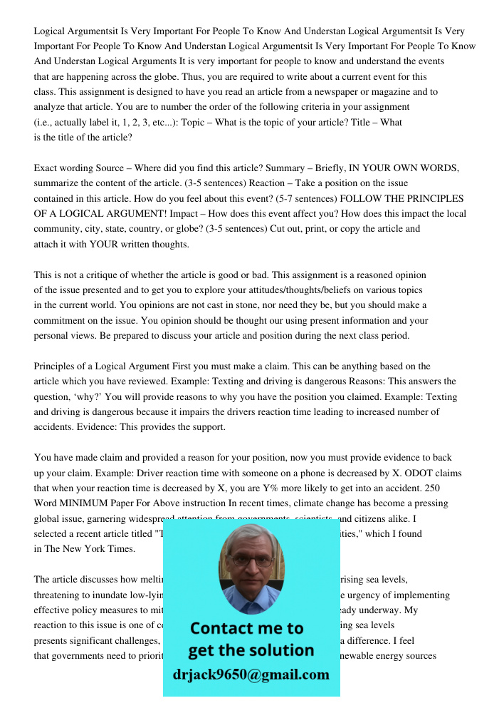 Logical Argumentsit Is Very Important For People To Know And Understan Logical Arguments It is very important for people to know and understand the events that 