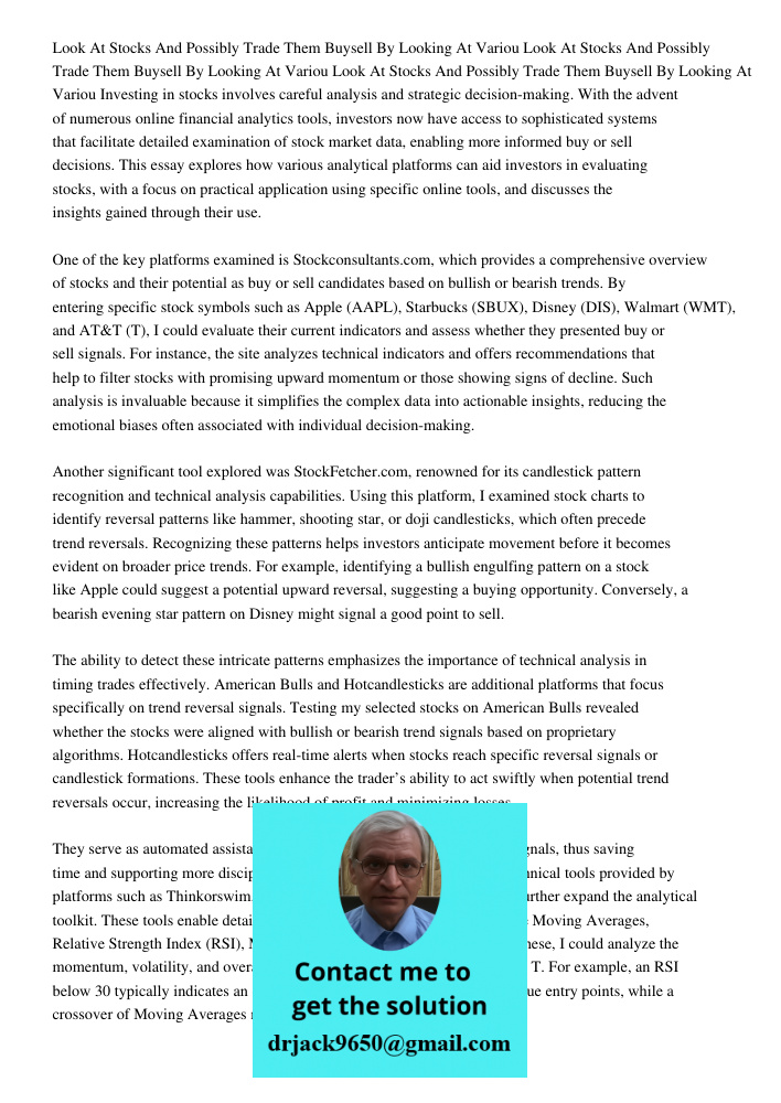 Look At Stocks And Possibly Trade Them Buysell By Looking At Variou Investing in stocks involves careful analysis and strategic decision-making. With the advent