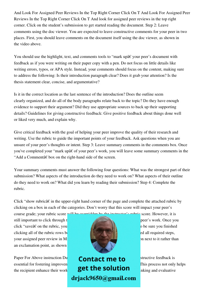 And look for assigned peer reviews in the top right corner. Click on the student’s submission to get started reading the document. Step 2: Leave comments using 