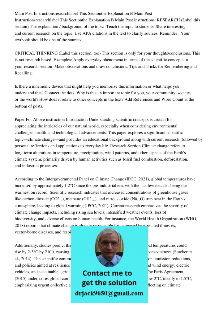 Main Post instructions. RESEARCH (Label this section) The explanation / background of the topic- Teach the topic to students. Share interesting and current rese