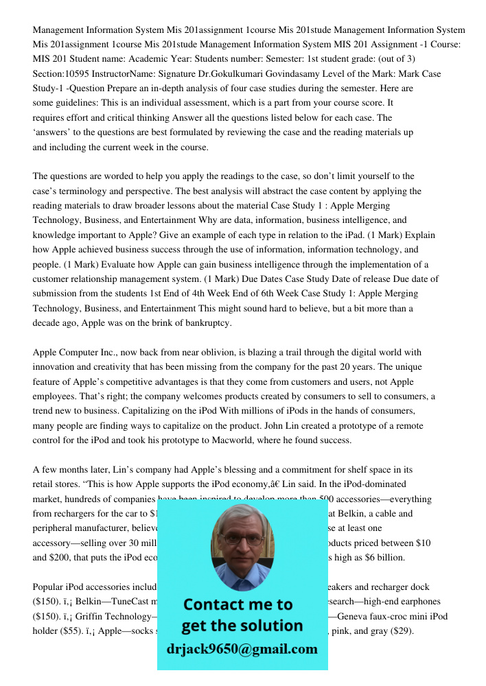 Management Information System MIS 201 Assignment -1 Course: MIS 201 Student name: Academic Year: Students number: Semester: 1st student grade: (out of 3) Sectio