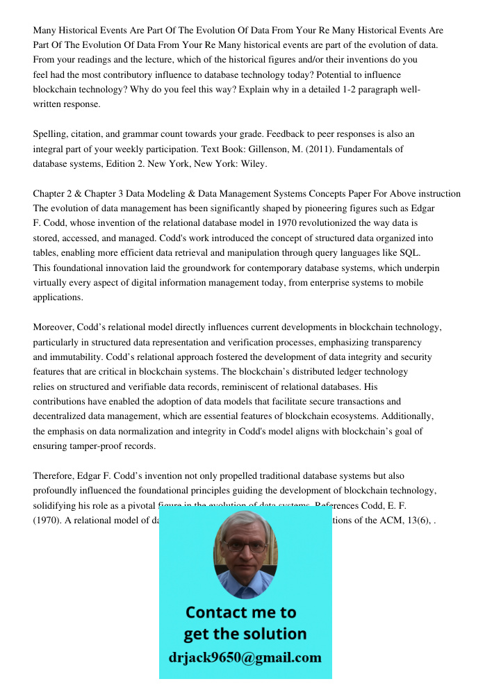 Many historical events are part of the evolution of data. From your readings and the lecture, which of the historical figures and/or their inventions do you fee