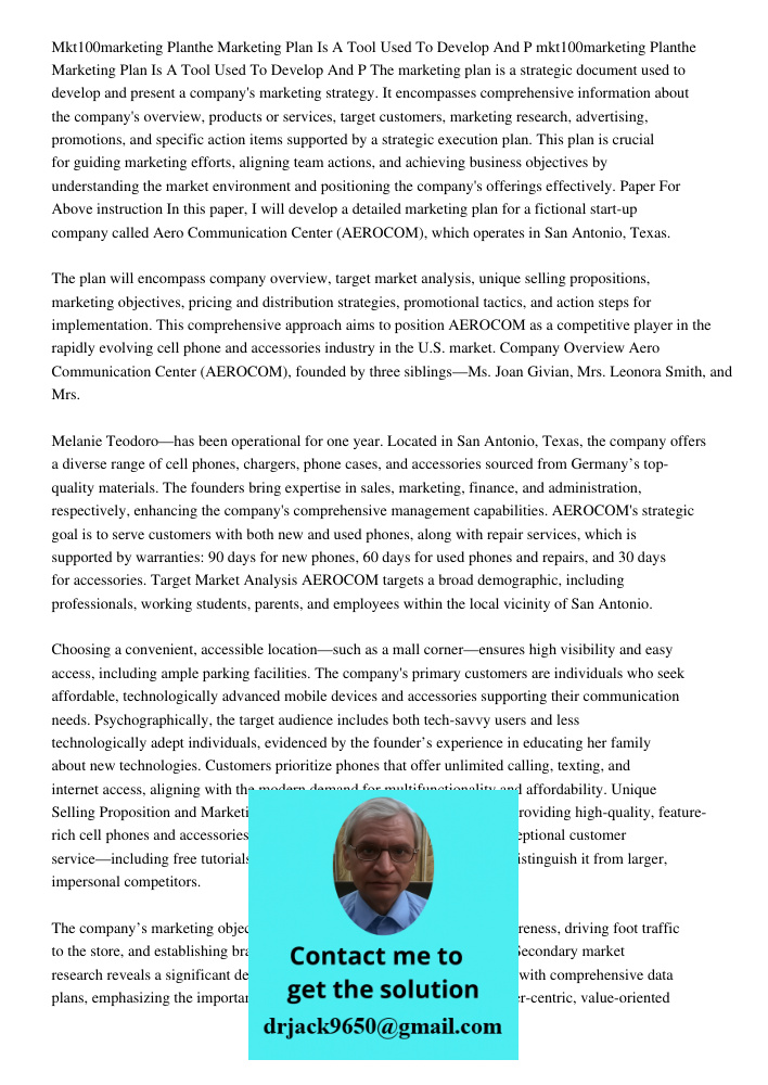 The marketing plan is a strategic document used to develop and present a company's marketing strategy. It encompasses comprehensive information about the compan