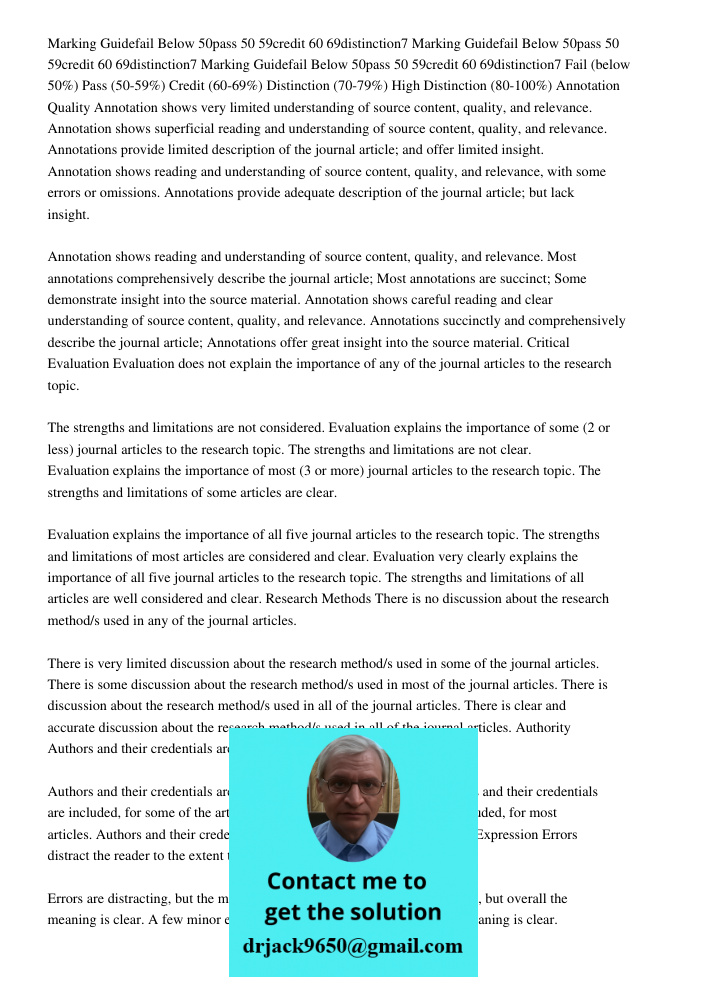 Marking Guidefail Below 50pass 50 59credit 60 69distinction7 Fail (below 50%) Pass (50-59%) Credit (60-69%) Distinction (70-79%) High Distinction (80-100%) Anno