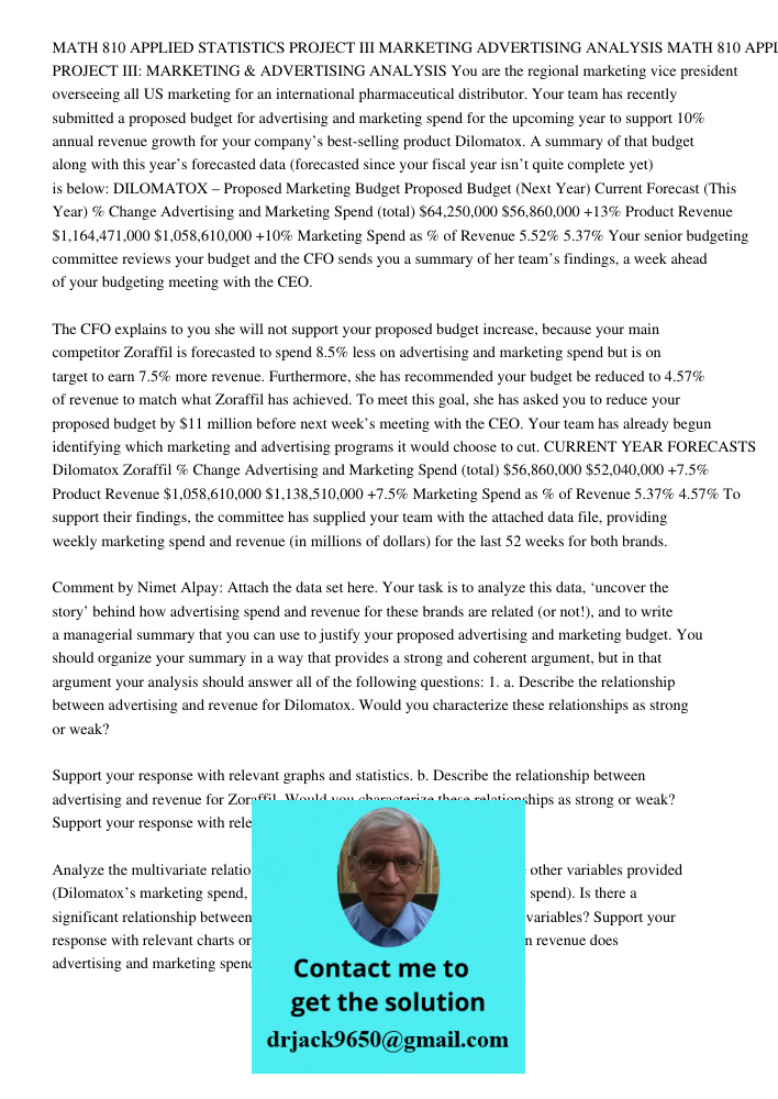 You are the regional marketing vice president overseeing all US marketing for an international pharmaceutical distributor. Your team has recently submitted a pr
