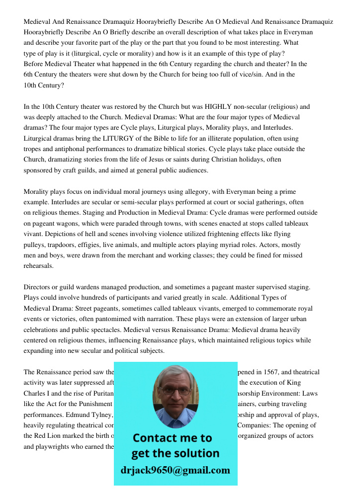 Briefly describe an overall description of what takes place in Everyman and describe your favorite part of the play or the part that you found to be most intere