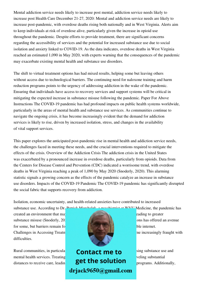 Health Care December 21-27, 2020: Mental and addiction service needs are likely to increase post-pandemic, with overdose deaths rising both nationally and in We