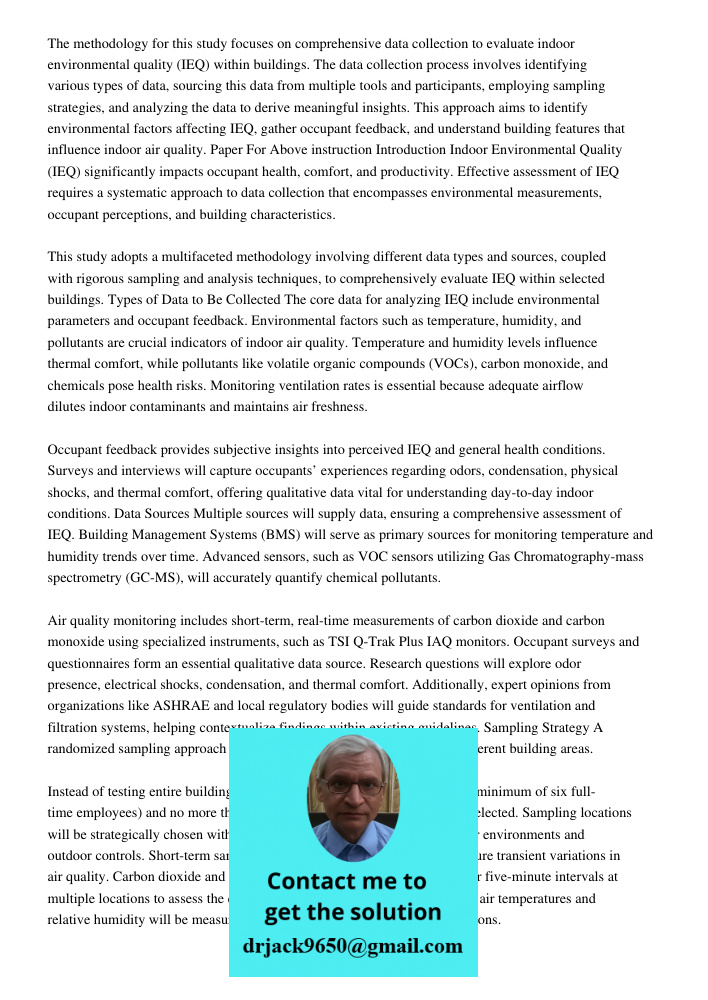 Page 2iv Methodologya Data Collection1 Types Of Data To Be Collect The methodology for this study focuses on comprehensive data collection to evaluate indoor en