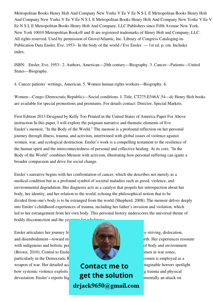 Metropolitan Books Henry Holt And Company New Yorke V Ee V Ee N S L E Metropolitan Books Henry Holt And Company, LLC Publishers since Fifth Avenue New York, New
