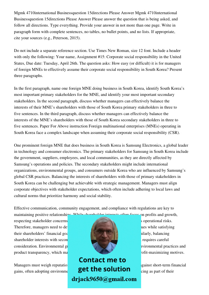 Please answer the question that is being asked, and follow all directions. Type everything. Provide your answer in not more than one page. Write in paragraph fo