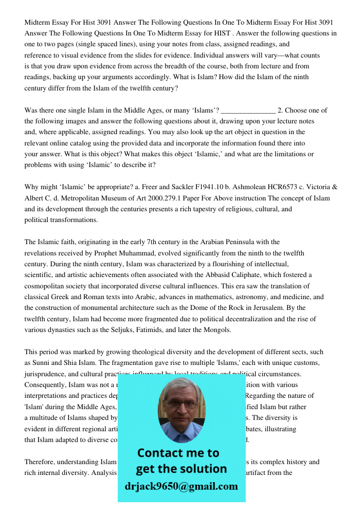 Midterm Essay for HIST . Answer the following questions in one to two pages (single spaced lines), using your notes from class, assigned readings, and reference