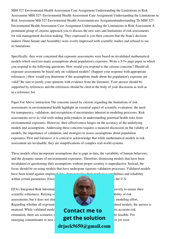 Mih 527 Enviromental Health Assessmentcase Assignmentunderstanding Th MIH 527- Enviromental Health Assessment Case Assignment Understanding the Limitations in R