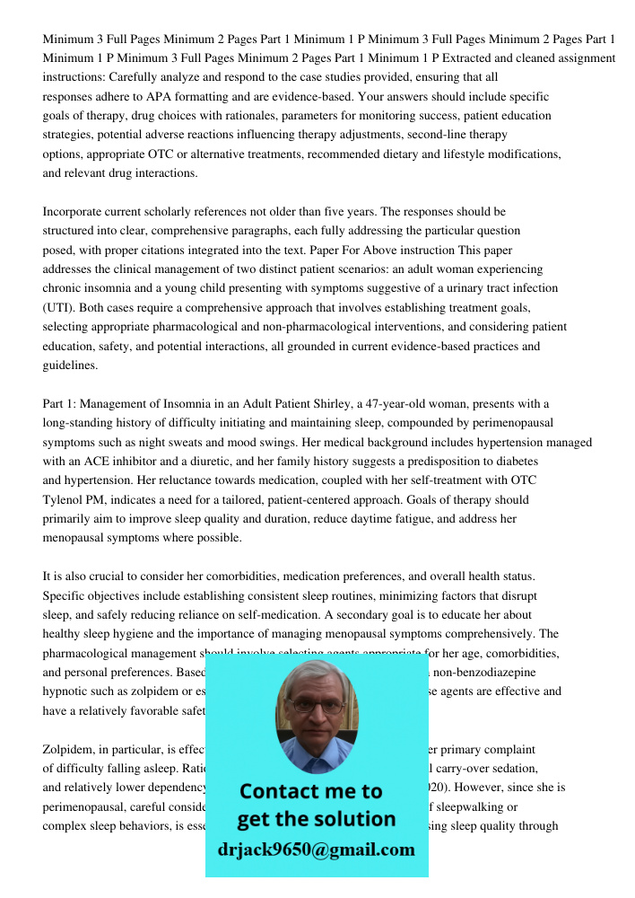 Minimum 3 Full Pages Minimum 2 Pages Part 1 Minimum 1 P Extracted and cleaned assignment instructions: Carefully analyze and respond to the case studies provide