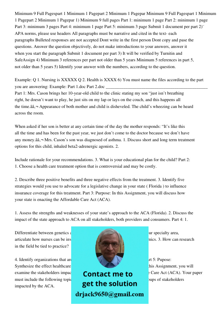 1) Minimum 9 full pages Part 1: minimum 1 page Part 2: minimum 1 page Part 3: minimum 3 pages Part 4: minimum 1 page Part 5: minimum 3 page Submit 1 document pe