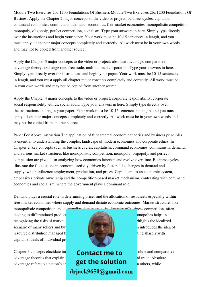 Apply the Chapter 2 major concepts to the video or project: business cycles, capitalism, command economies, communism, demand, economics, free-market economies,