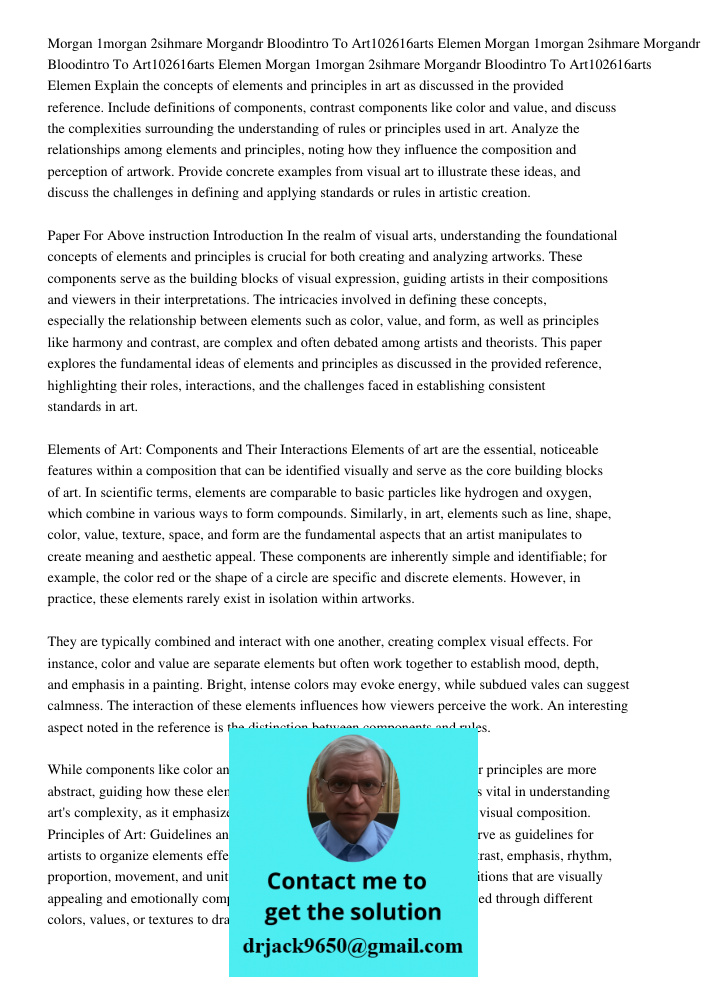 Morgan 1morgan 2sihmare Morgandr Bloodintro To Art102616arts Elemen Explain the concepts of elements and principles in art as discussed in the provided referenc