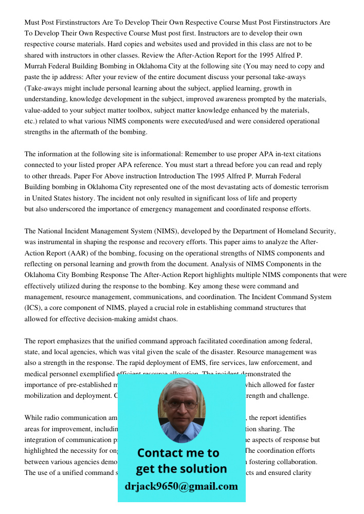 Must post first. Instructors are to develop their own respective course materials. Hard copies and websites used and provided in this class are not to be shared