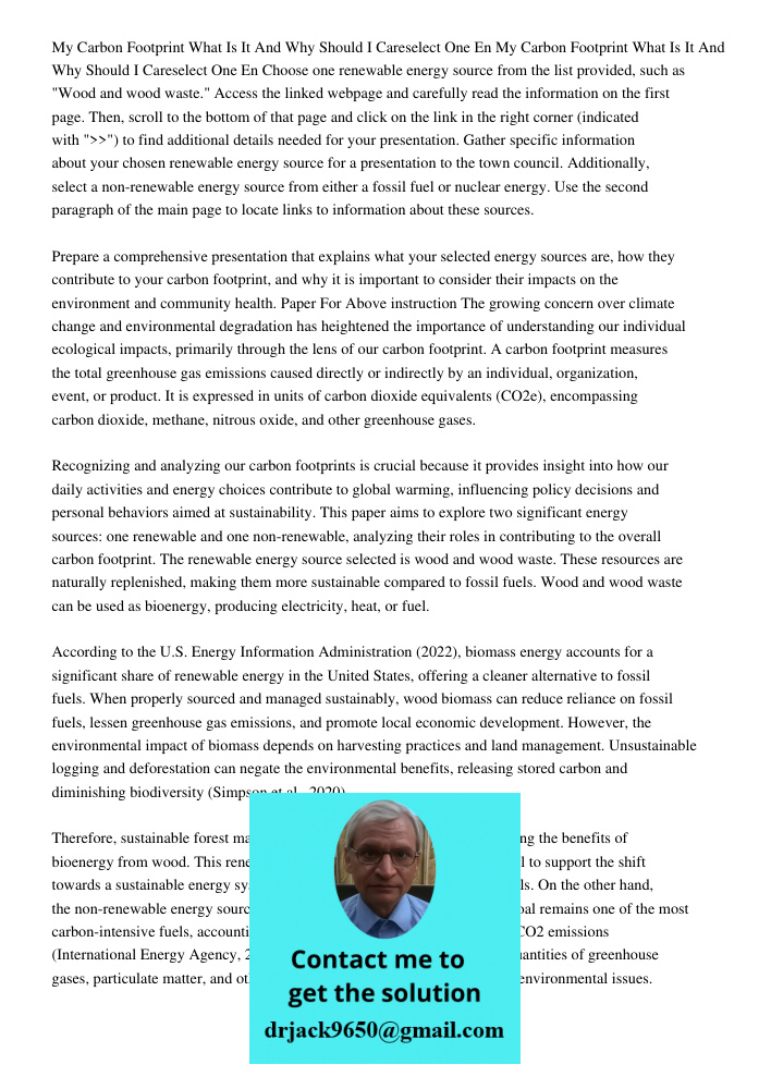 Choose one renewable energy source from the list provided, such as "Wood and wood waste." Access the linked webpage and carefully read the information on the fi