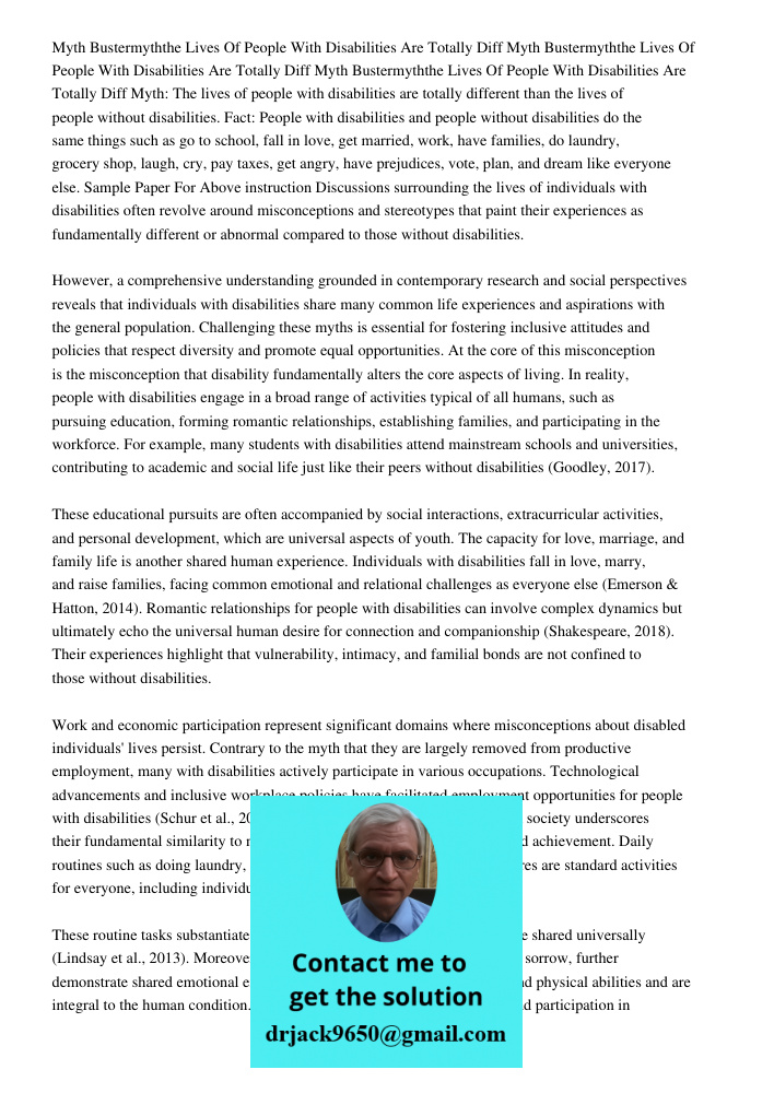 Myth Bustermyththe Lives Of People With Disabilities Are Totally Diff Myth: The lives of people with disabilities are totally different than the lives of people