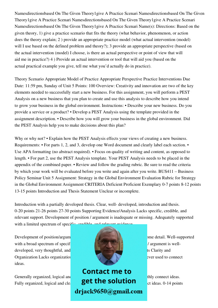 Namesdirectionsbased On The Given Theory1give A Practice Scenari Namesdirectionsbased On The Given Theory1give A Practice Scenari Name(s): Directions: Based on 