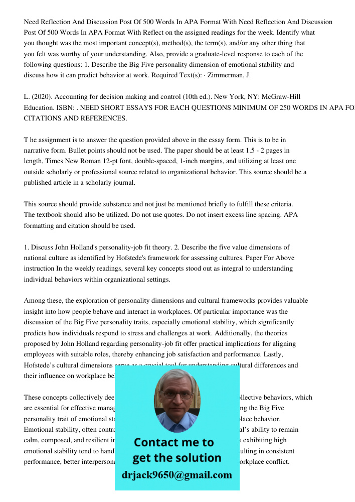 Reflect on the assigned readings for the week. Identify what you thought was the most important concept(s), method(s), the term(s), and/or any other thing that 