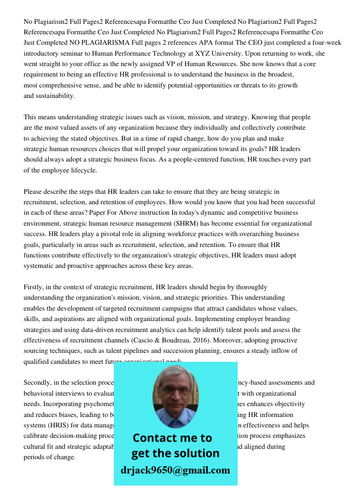 No Plagiarism2 Full Pages2 Referencesapa Formatthe Ceo Just Completed NO PLAGIARISMA Full pages 2 references APA format The CEO just completed a four-week intro