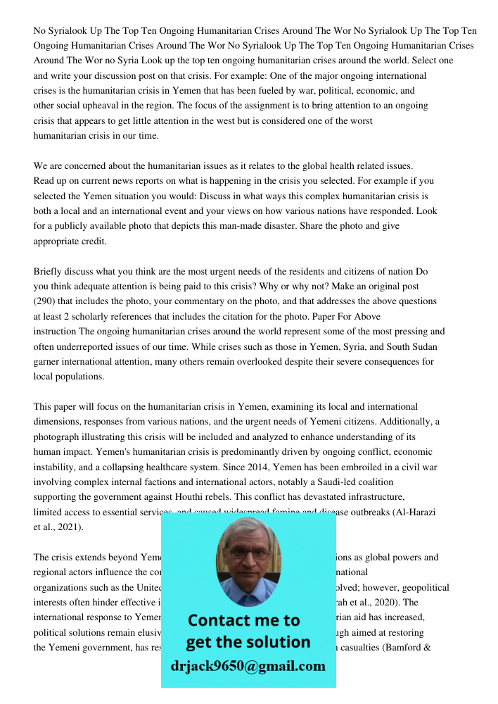 No Syrialook Up The Top Ten Ongoing Humanitarian Crises Around The Wor no Syria Look up the top ten ongoing humanitarian crises around the world. Select one and