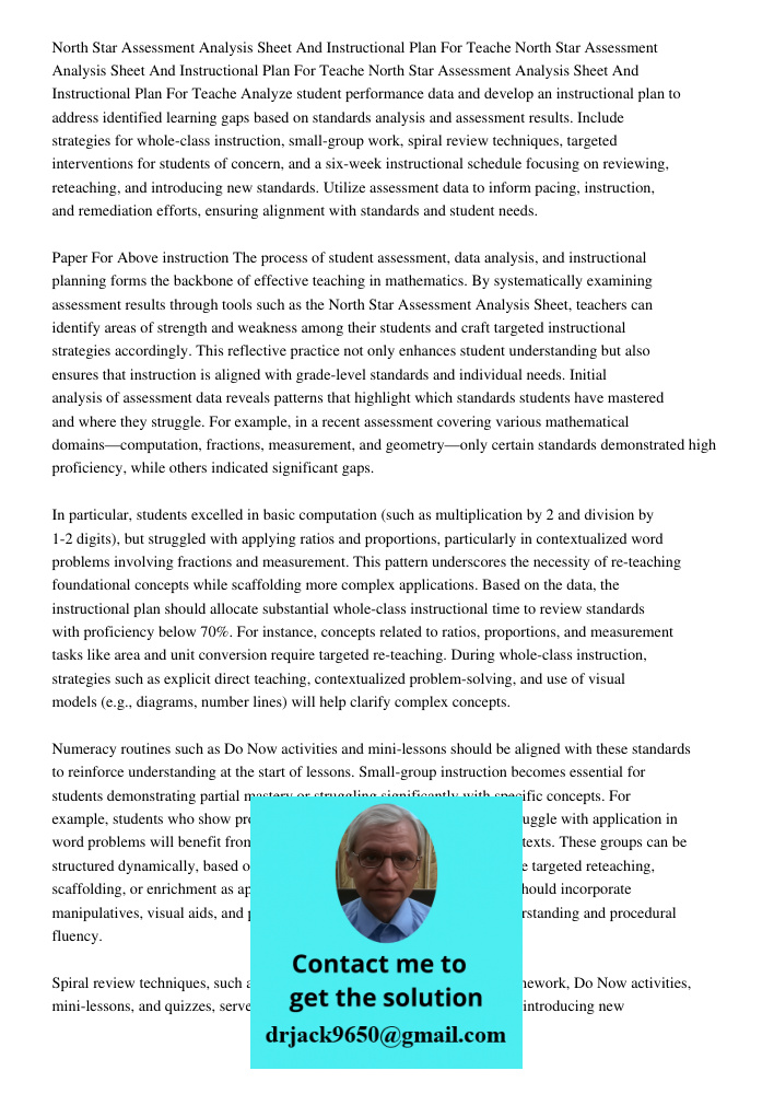 North Star Assessment Analysis Sheet And Instructional Plan For Teache Analyze student performance data and develop an instructional plan to address identified 