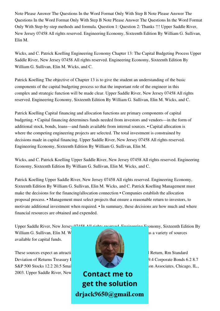 Note Please Answer The Questions In the Word Format Only With Step-by-step methods and formula. Question 1: Question 2: Thanks !!! Upper Saddle River, New Jerse