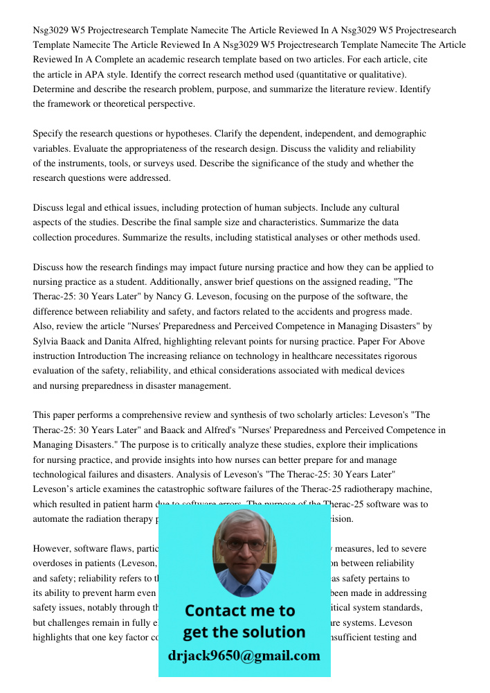 Nsg3029 W5 Projectresearch Template Namecite The Article Reviewed In A Complete an academic research template based on two articles. For each article, cite the 