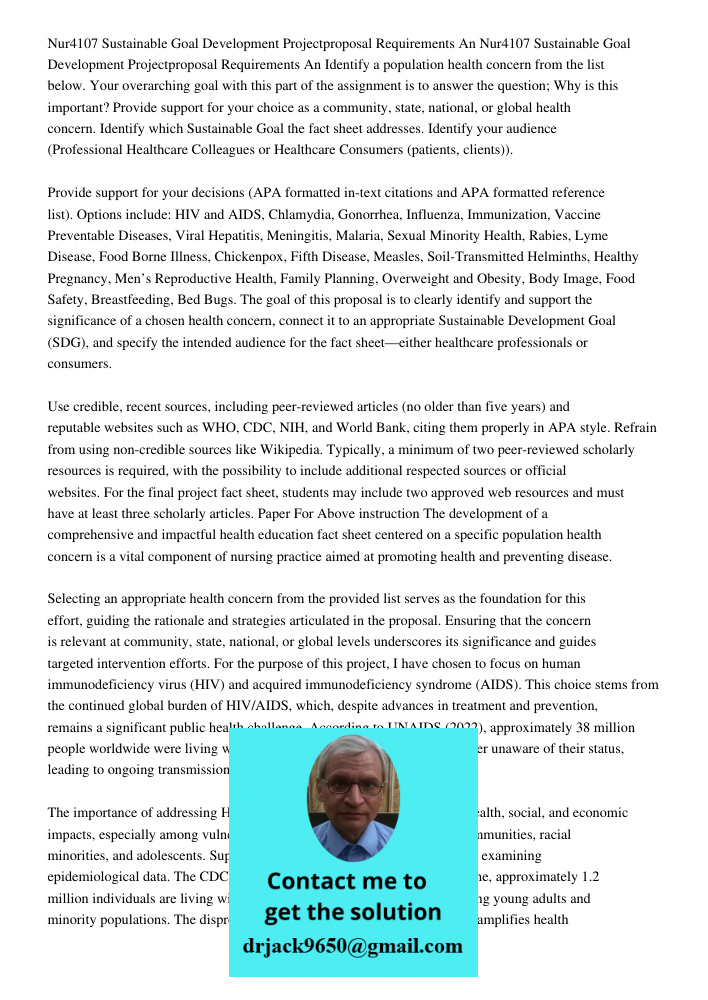 Identify a population health concern from the list below. Your overarching goal with this part of the assignment is to answer the question; Why is this importan
