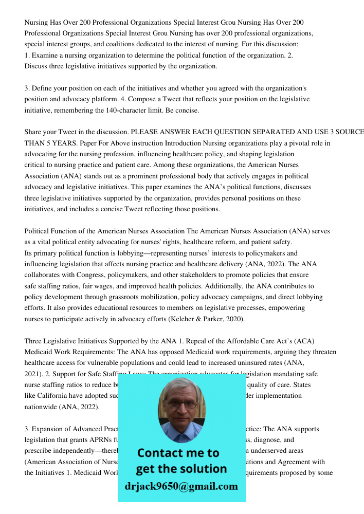 Nursing has over 200 professional organizations, special interest groups, and coalitions dedicated to the interest of nursing. For this discussion: 1. Examine a