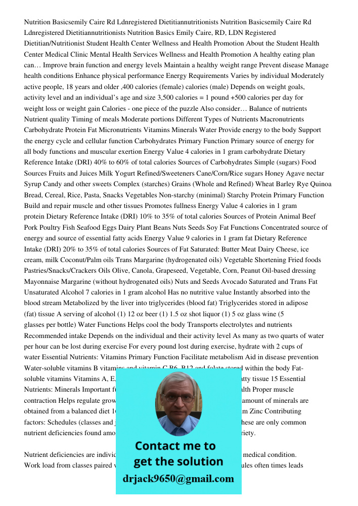 Nutrition Basics Emily Caire, RD, LDN Registered Dietitian/Nutritionist Student Health Center Wellness and Health Promotion About the Student Health Center Medi