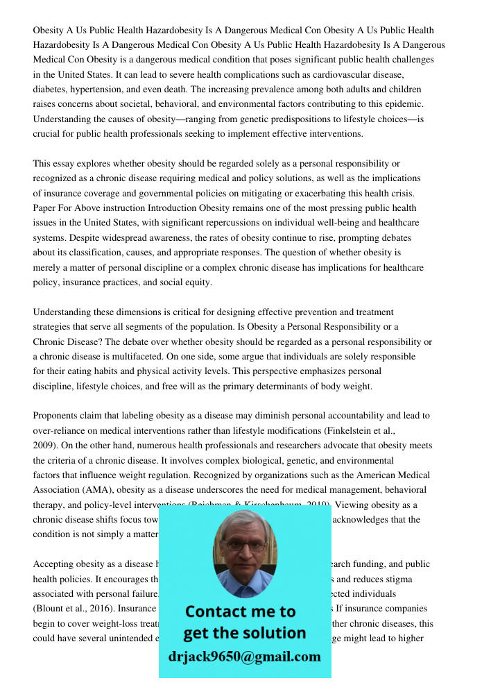 Obesity A Us Public Health Hazardobesity Is A Dangerous Medical Con Obesity is a dangerous medical condition that poses significant public health challenges in 